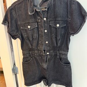Le Lis Charcoal Denim Romper